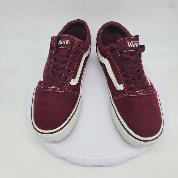 Vans Shoe Men’s 7 Ward Port Royale Canvas Skateboard Burgundy White - Picture 7 of 8